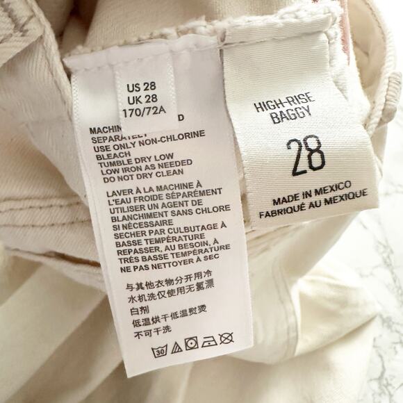 BDG High Rise Baggy Distressed Cream Color Jeans‎ women’s size 28 urban - Picture 10 of 14